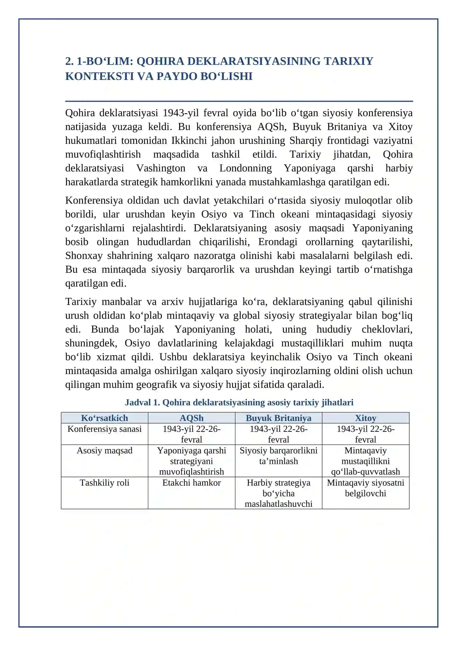 Qohira deklaratsiyasining tarixi va mazmuni: Tahliliy-analitik tadqiqot 3