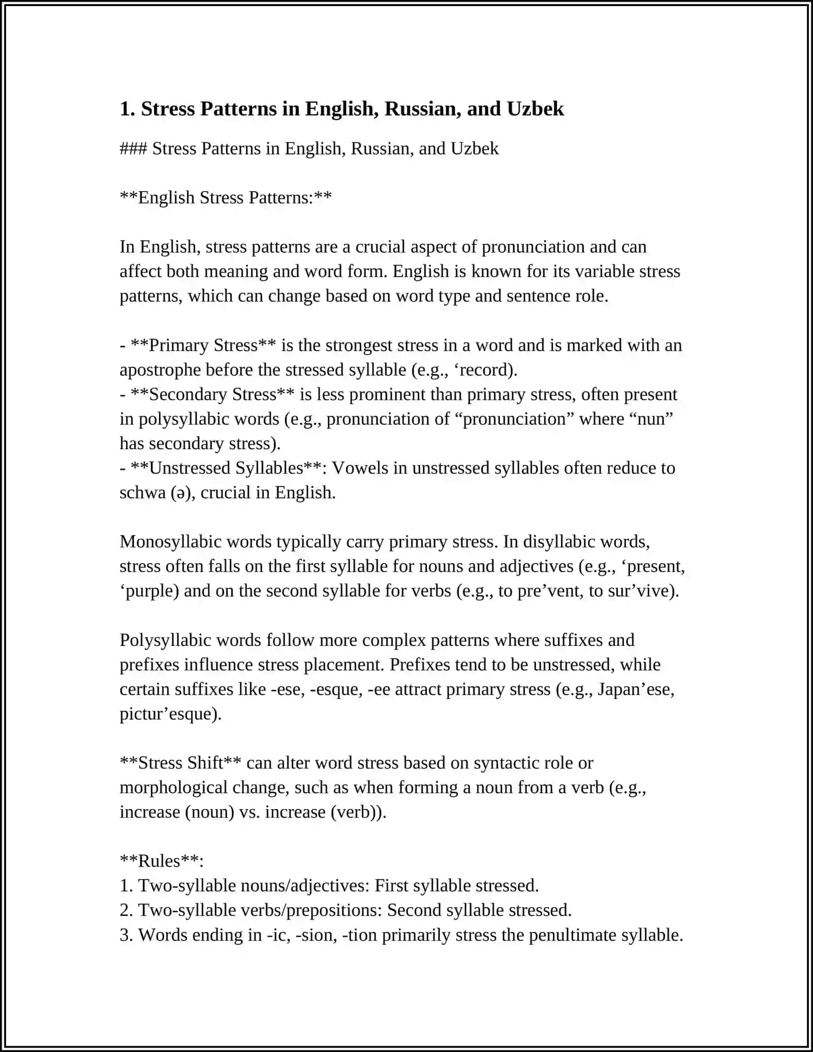 FEATURES OF ACCENT AND INTONATION IN ENGLISH, RUSSIAN AND UZBEK LANGUAGES 3