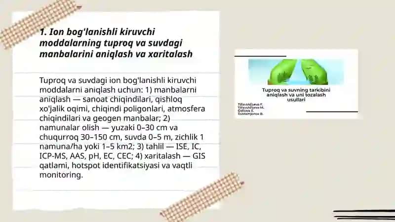 Tuproq va suv ion bog'lanishli birikmalarni tozalash 3