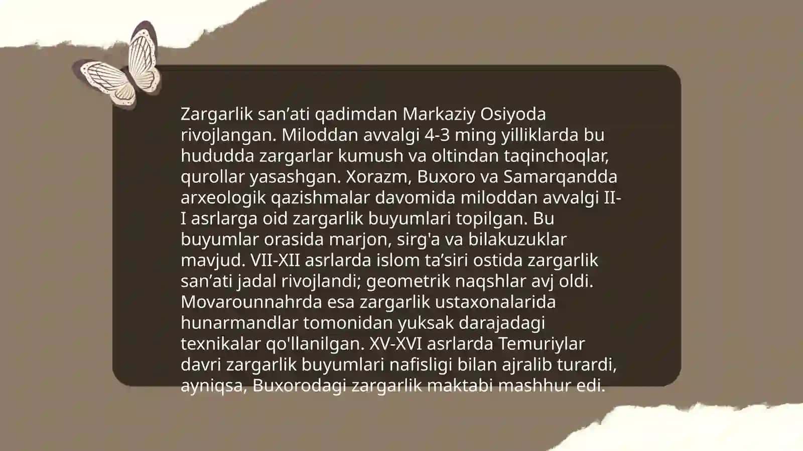 Oʻzbekiston zargarlik sanʼati tarixi 3
