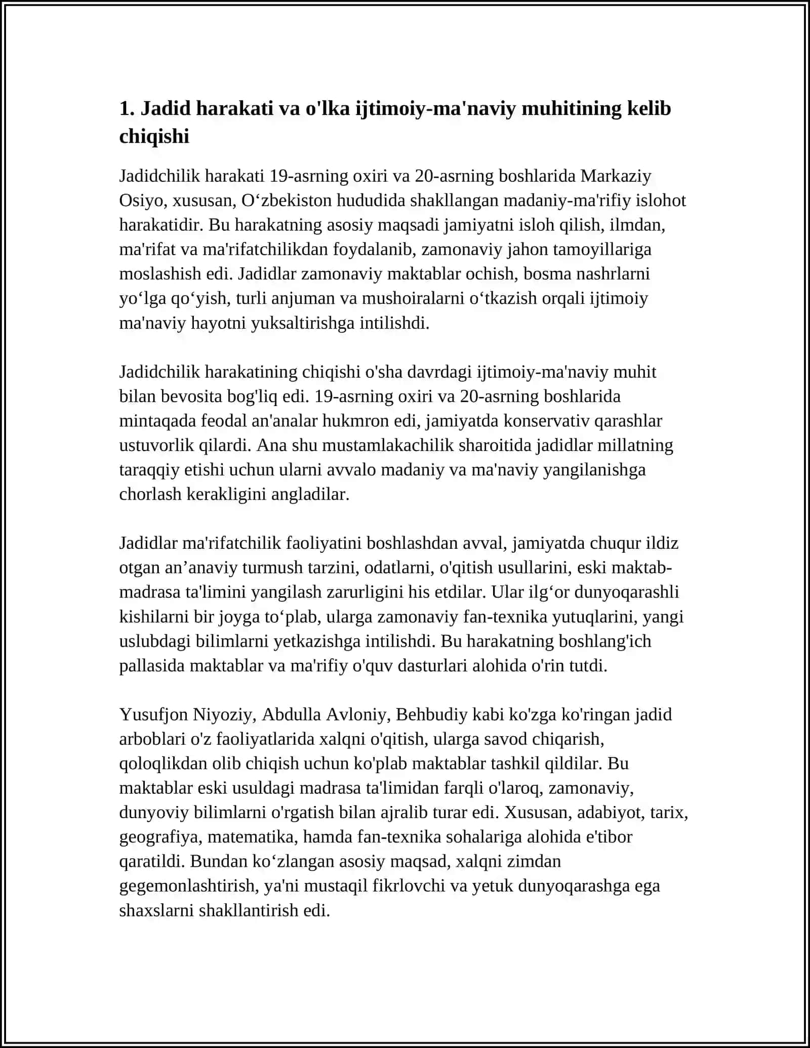 JADID MA'RIFATPARVARLARINING O'LKA IJTIMOIY-MA'NAVIY HAYOTIDA TUTGAN O‘RNI 3