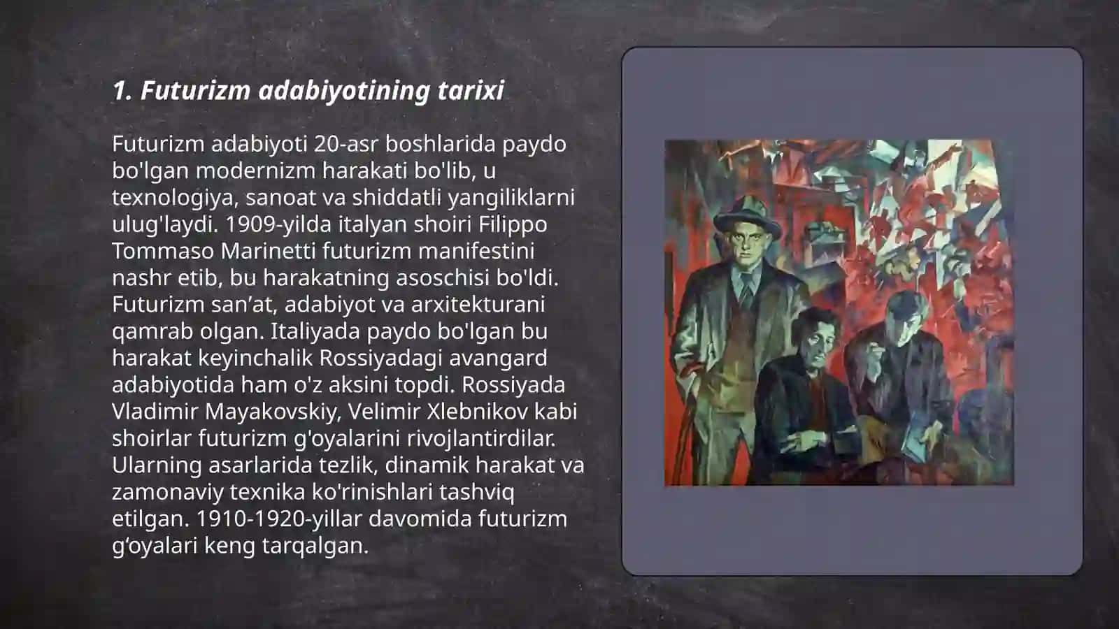 Futurizm adabiyoti va shakliy izlanishlar masalasi 3