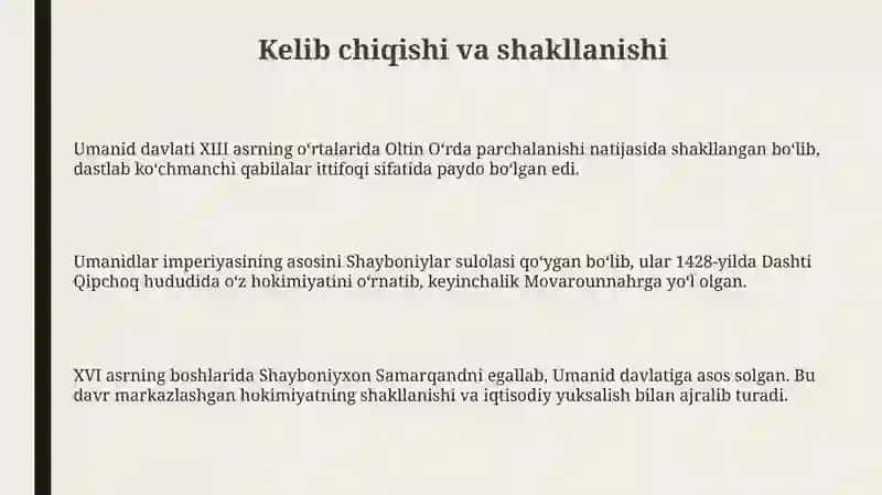 XII-XVII asrlarda Umoniylar davlati 3