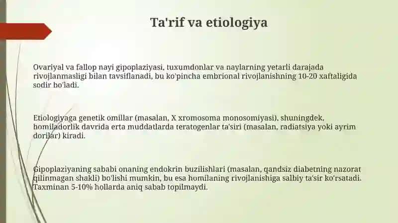 Tuxumdon va tuxumyoʻlining rivojlanishdan orqada qolishi kasalligi 3