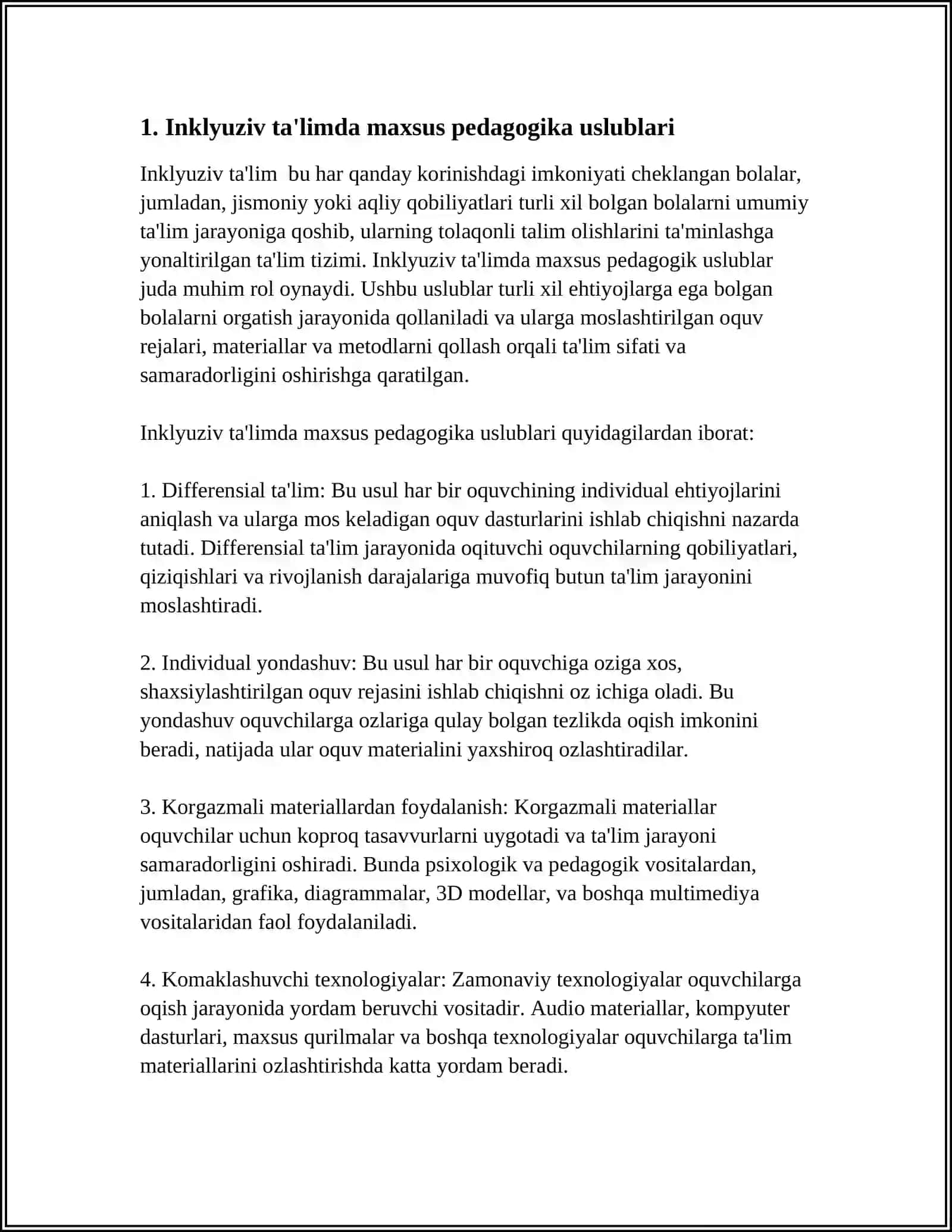 TURLI YO’NALISHDAGI ILMIY TADQIQOTLARDA INKLYUZIV TA’LIM MUAMMOLARINI O’RGANISH 3