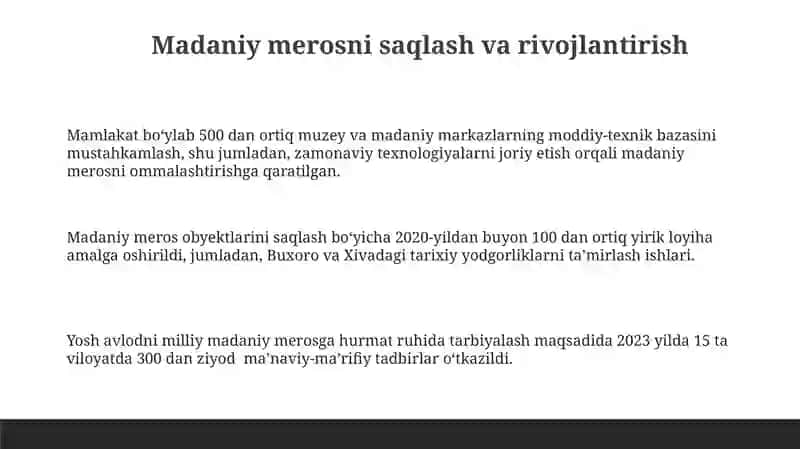 Madaniy merosni saqlash va rivojlantirish 3