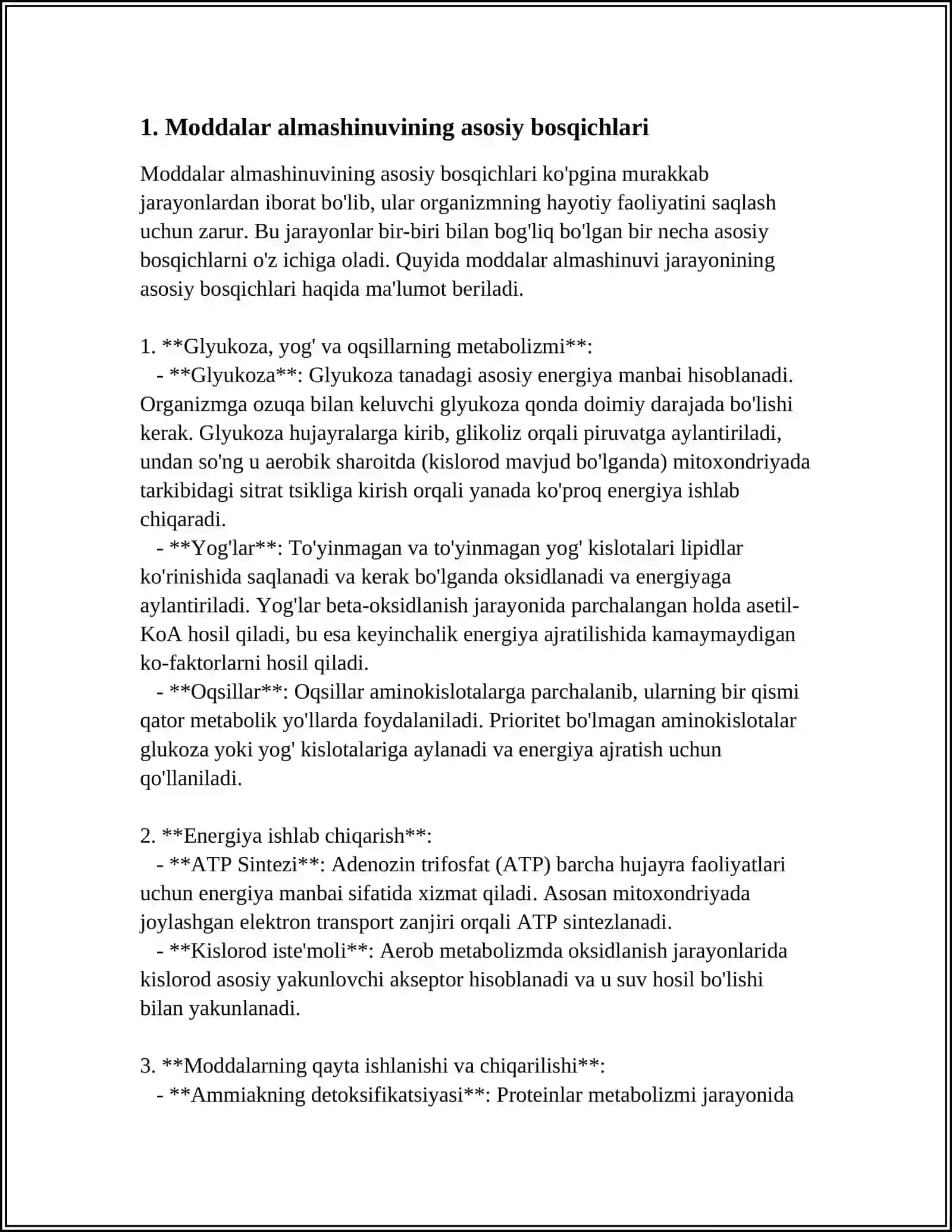 METABALIZM JARAYONIDA ENERGIYA HOSIL BO’LISHI VA SARFLANISHI 3