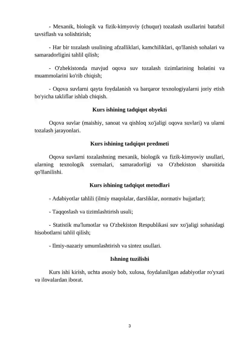 Mavzu: Sanoatda suvni qoʻllash.Kurs ishi. 3