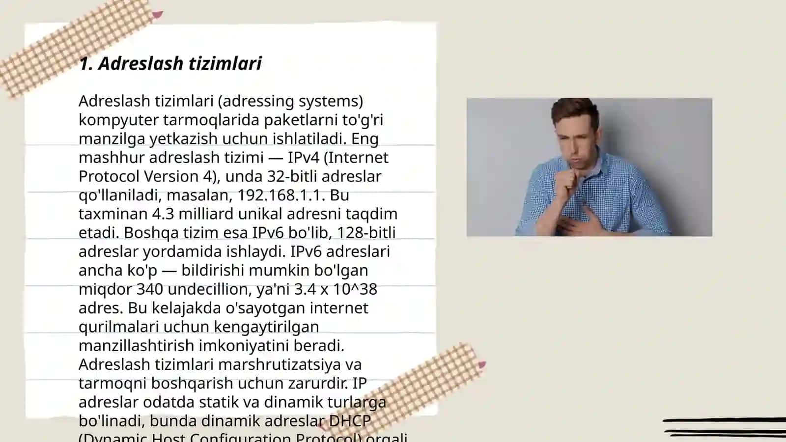 Adreslash va uning turlari. Shifrator va deshifratorlar 3