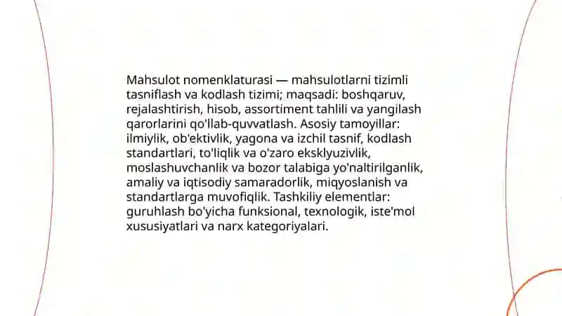 Mahsulot nomenklaturasi va assortimenti xajmining tahlili 3