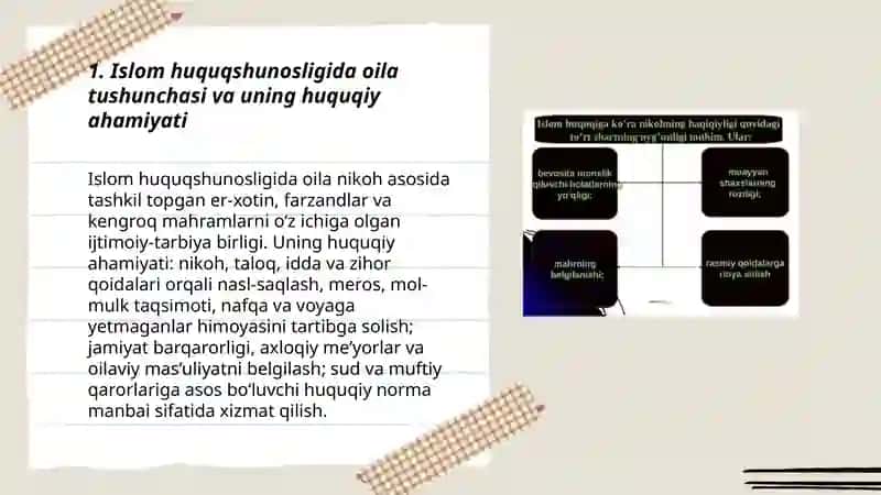 Islom huquqshunosligida oila nikoh taloq idda zihor tushunchalarini taʼriflash 3