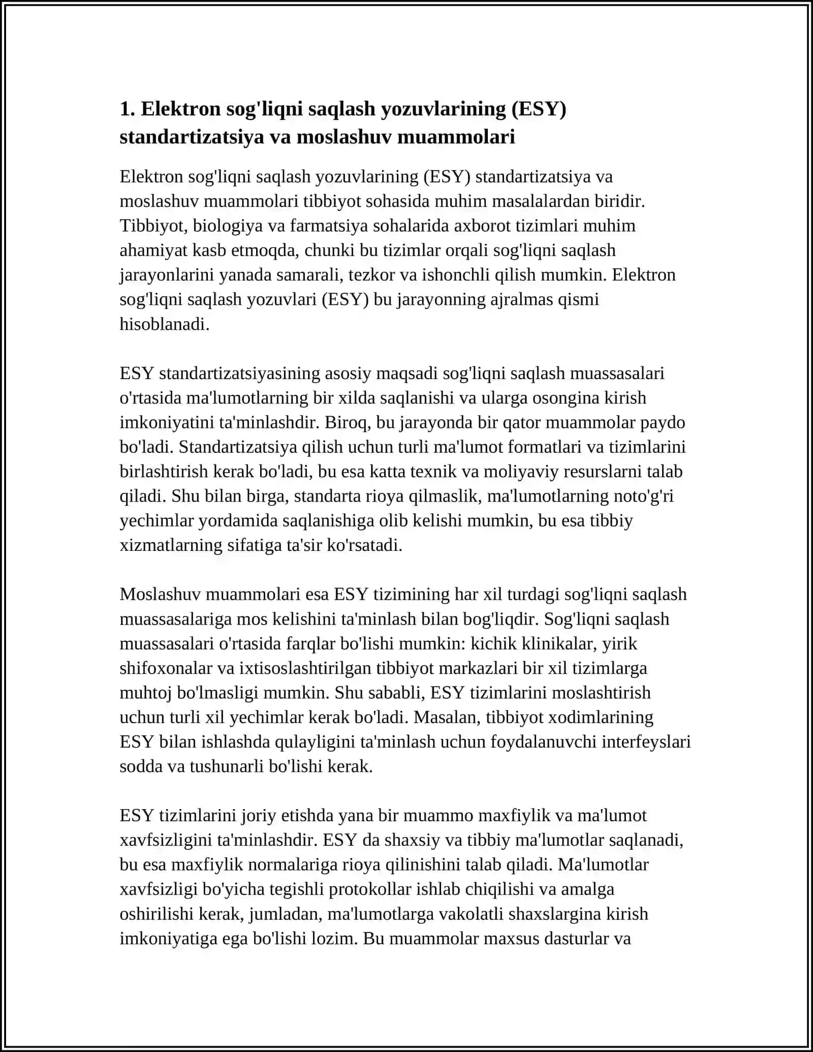 TIBBIYOT, BIOLOGIYA VA FARMATSIYANING INFARMATSION TIZIMLAR MASALALARNI OCHIB BERISH 3