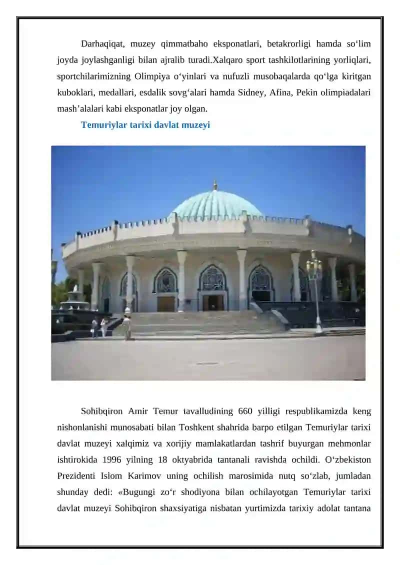 O‘ZBEKISTON TARIXI DAVLAT MUZEYI 3