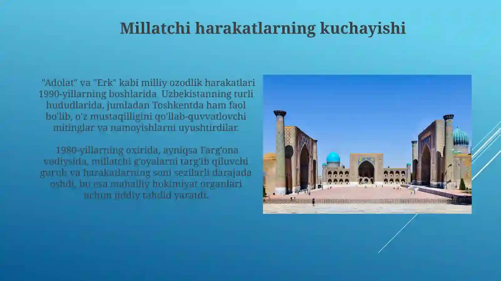 Mustaqillikka erishisharafasida O'zbekiston ijtimoiy-siyosiy o'zgarishlar 3