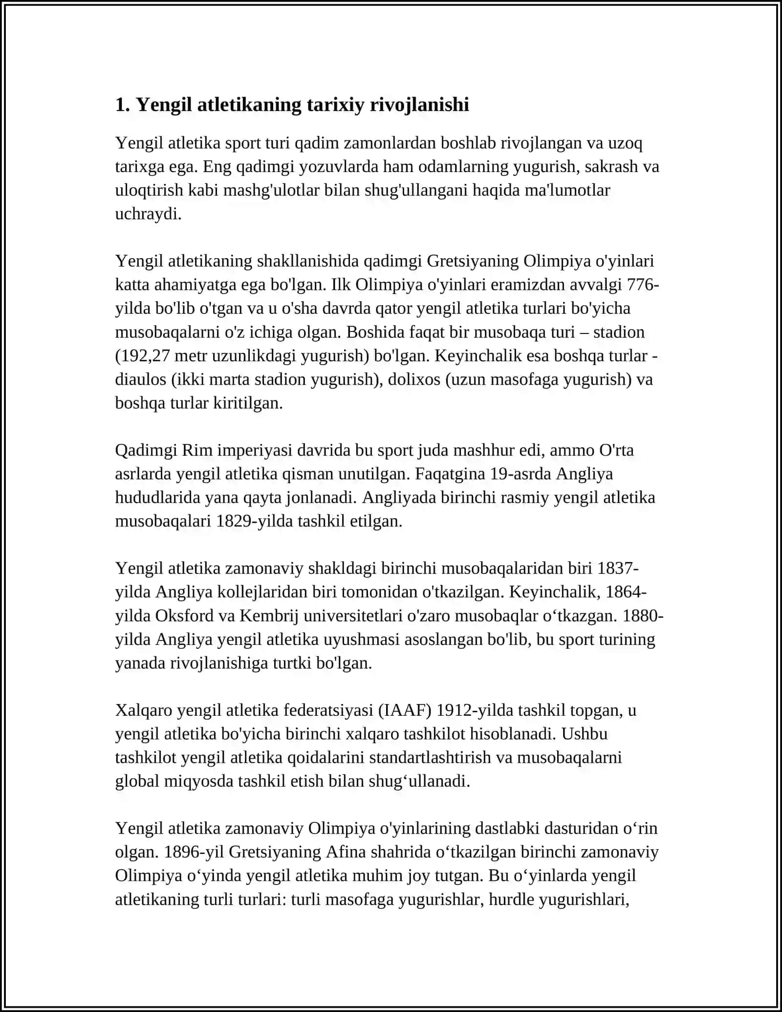 YENGIL ATLETIKANING JISMONIY TARBIYA TIZIMIDAGI ÒRNI VA AHAMIYATI 3