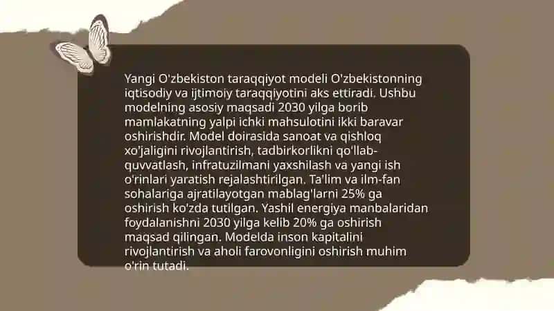 Yangi O'zbekistonning taraqqiyot strategiyasi *kitobida rivojlanish modeli va Uchinchi renessans" tushunchalari 3