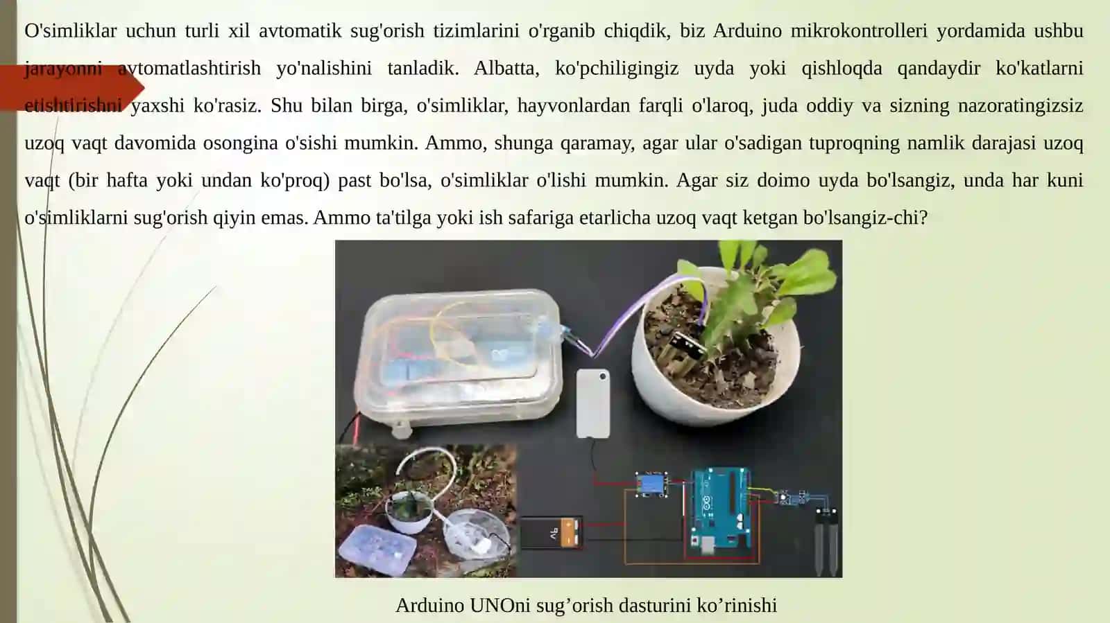 O'simliklar uchun avtomatik suv qorish avtomatlashtirish dasturini ishlab chiqish 3