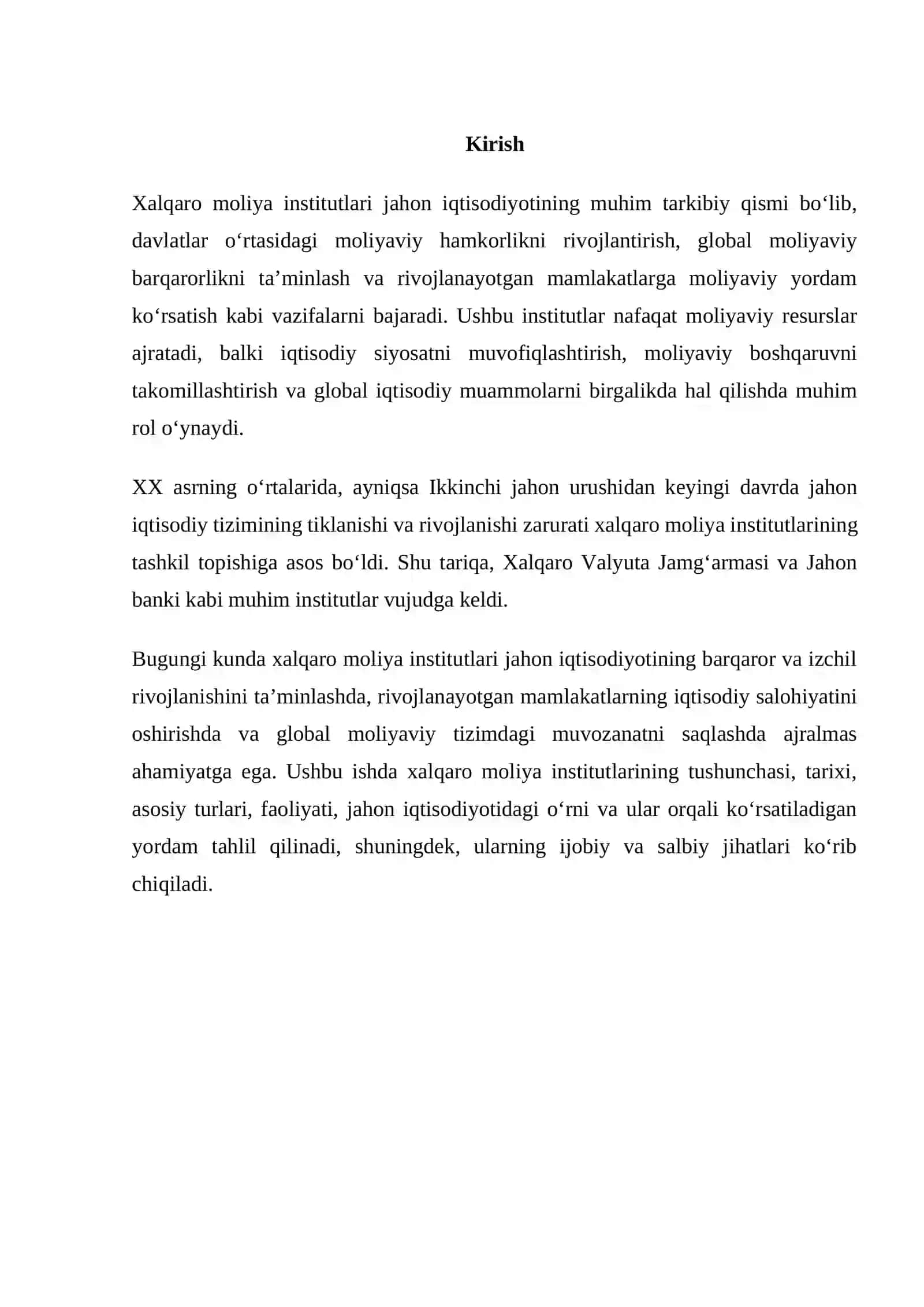 Xalqaro moliya institutlari tushunchasi va vujudga kelishi 3