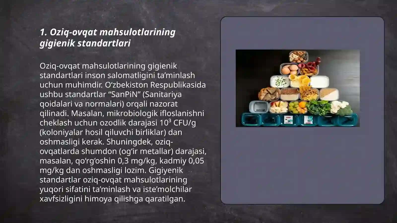 Oziq-ovqat mahsulotlarining gigienik standartlari 3
