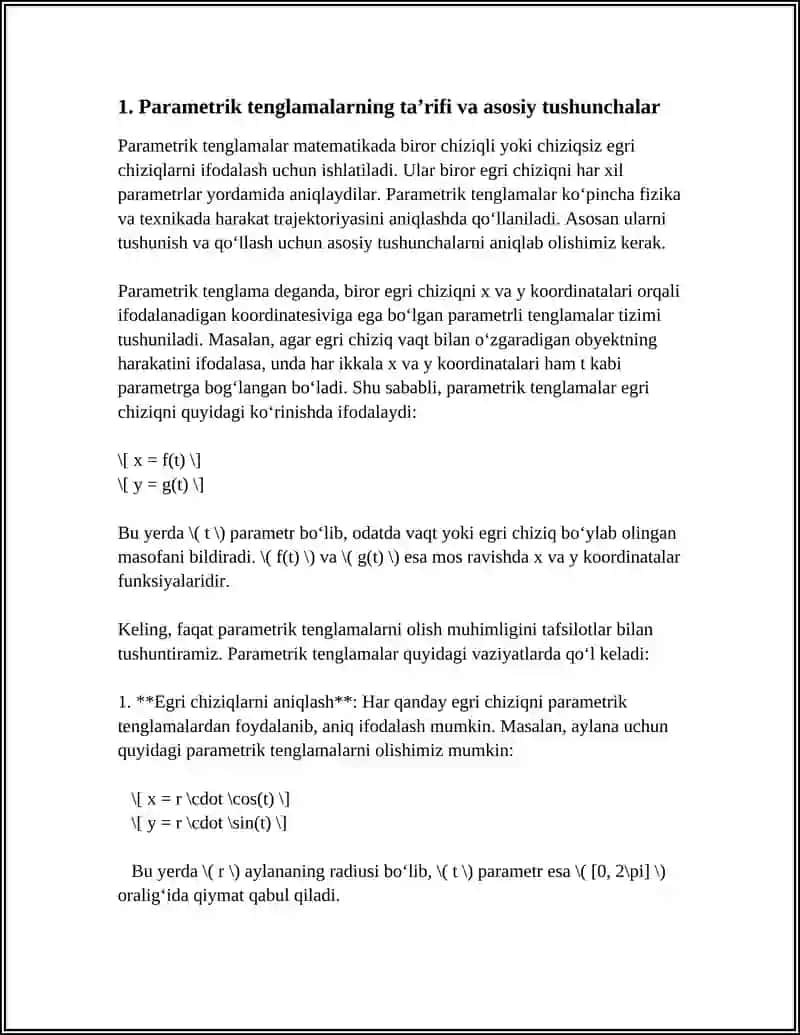 PARAMETRIK TENGLAMALAR 3