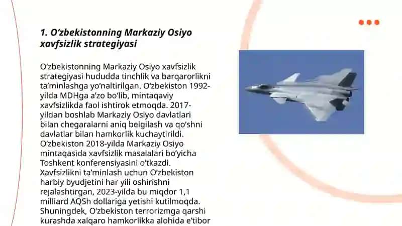 Oʻzbekistonning Markaziy Osiyoda tinchlik va barqarorlikni taʼminlashdagi oʻrni 3