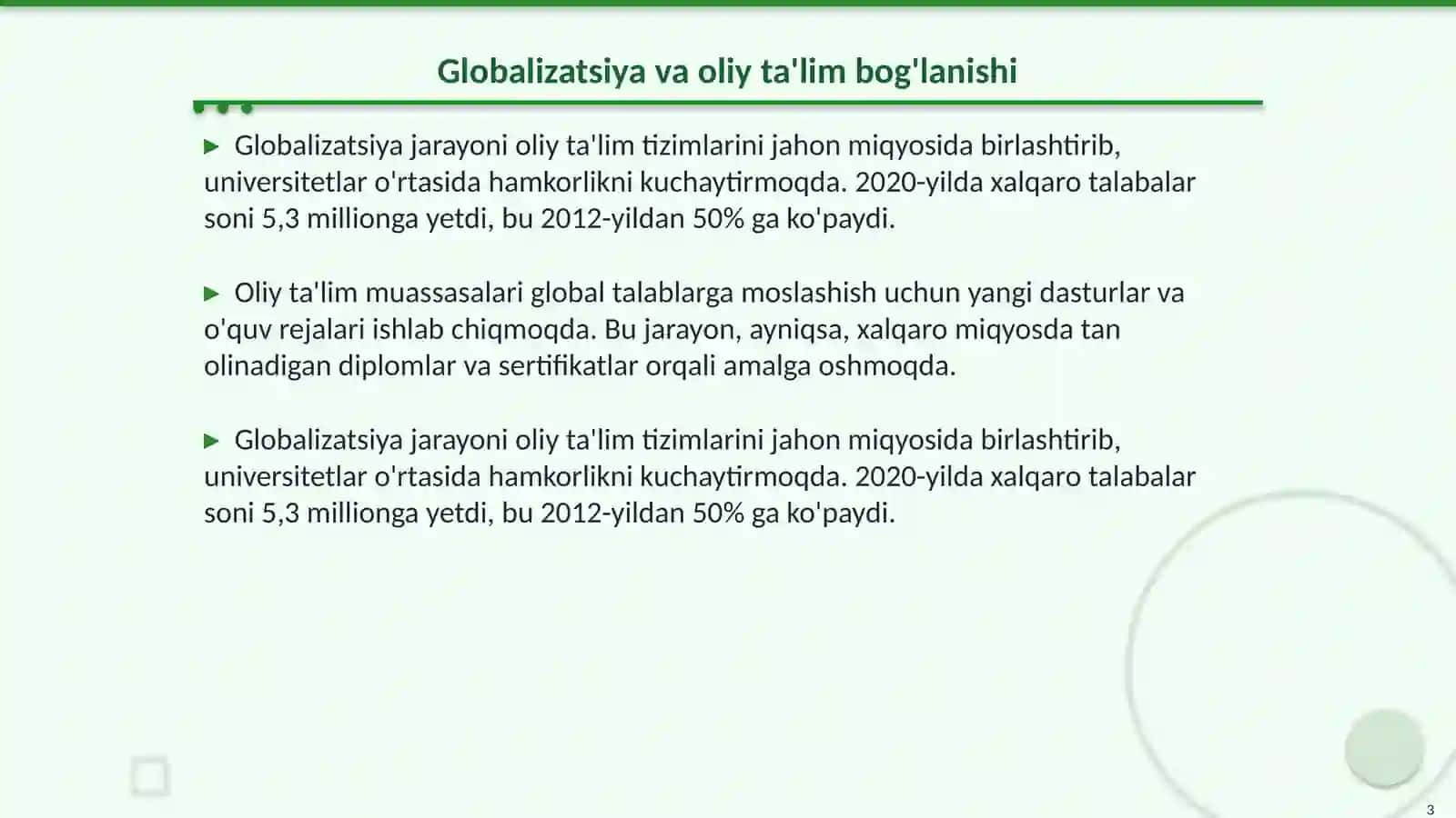 Globalizatsiya sharoitida oliy ta’lim rivoji 3