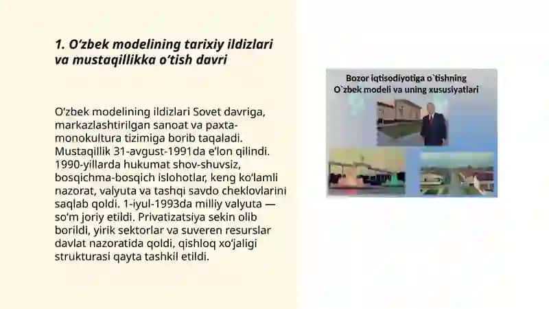 Bozor iqtisodiyotiga oʻtishning oʻzbek modeli va uning oʻziga xos xususiyatlari 3