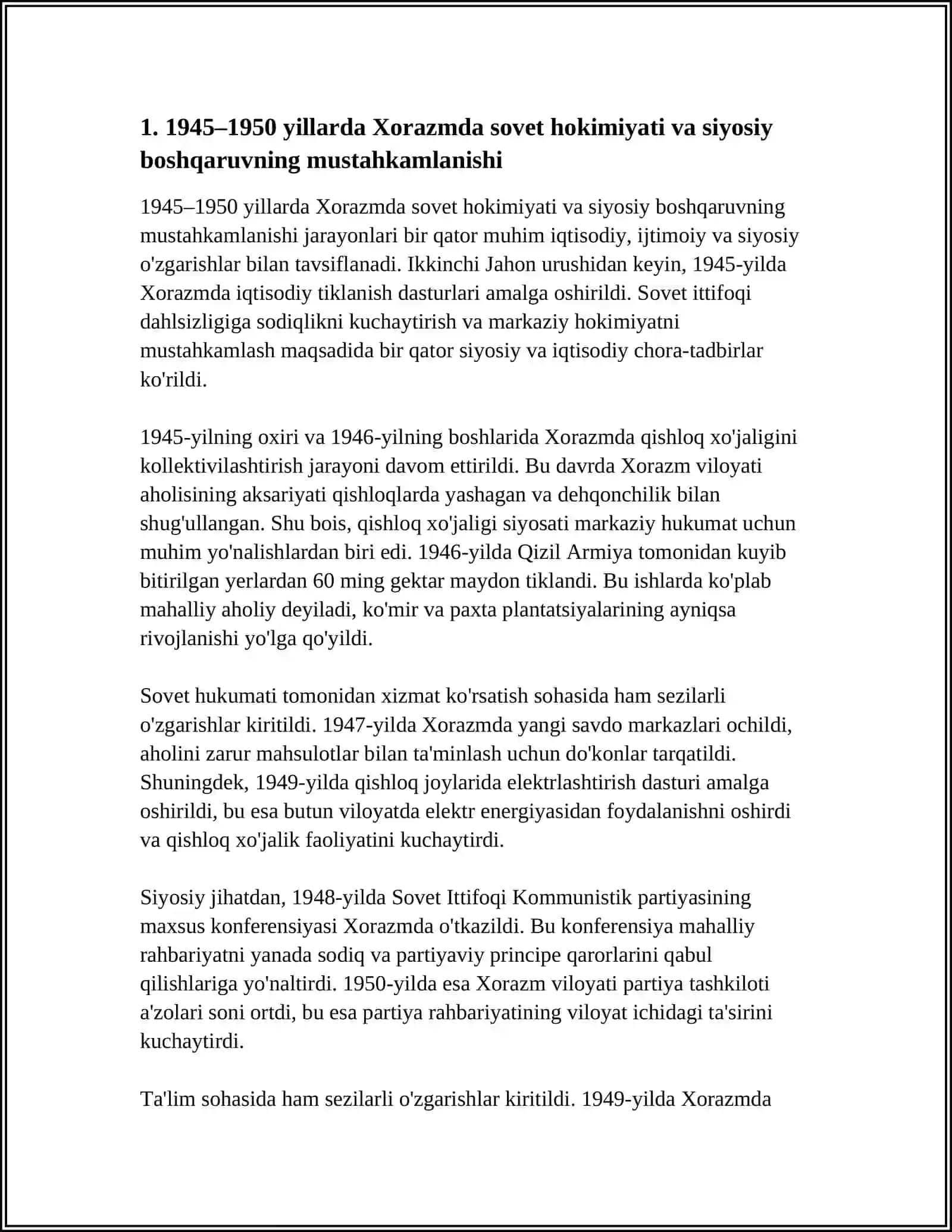 1945 1950 YILLARDA XORAZMDA SIYOSIY IJTIMOIY -IQTISODIY JARAYONLAR 3