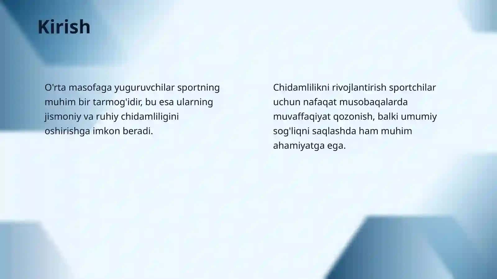 O'rta masofaga yuguruvchilarni chidamliligini rivojlantirishning asoslari 3