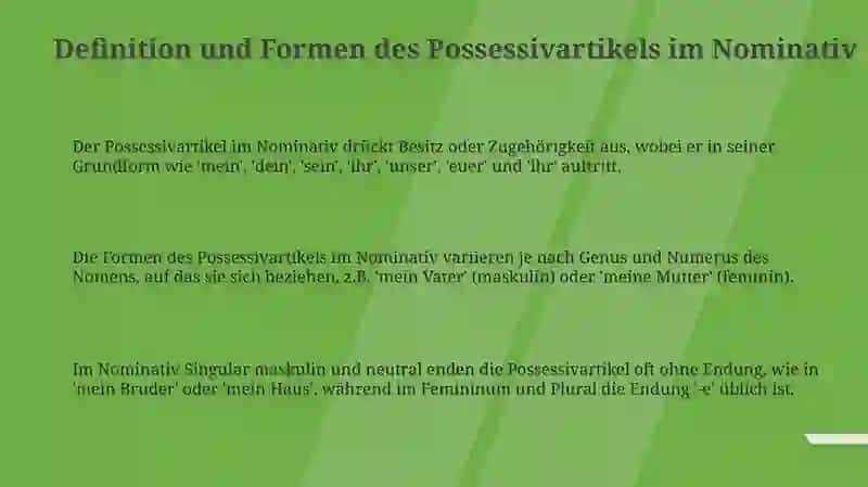 Possessive artikel im nominative 3