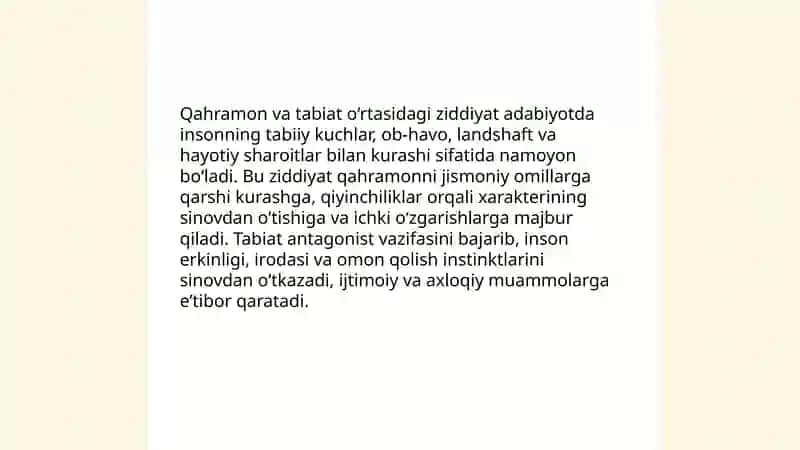 Qahramonlar va muhit konflikti 3