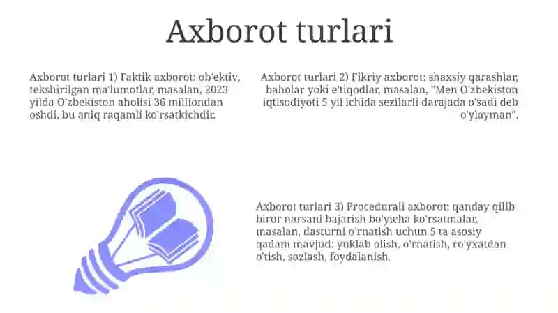 Axborot turlari va uning ishonchliligi 3
