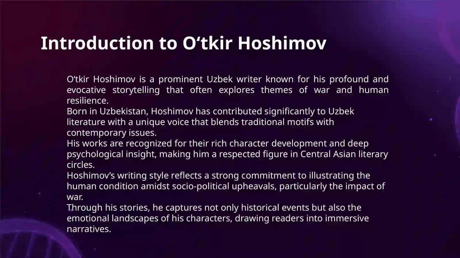 ANALYSIS OF STORY AND FILM: "LAST VICTIM OF WAR" BY OʻTKIR HOSHIMOV 3