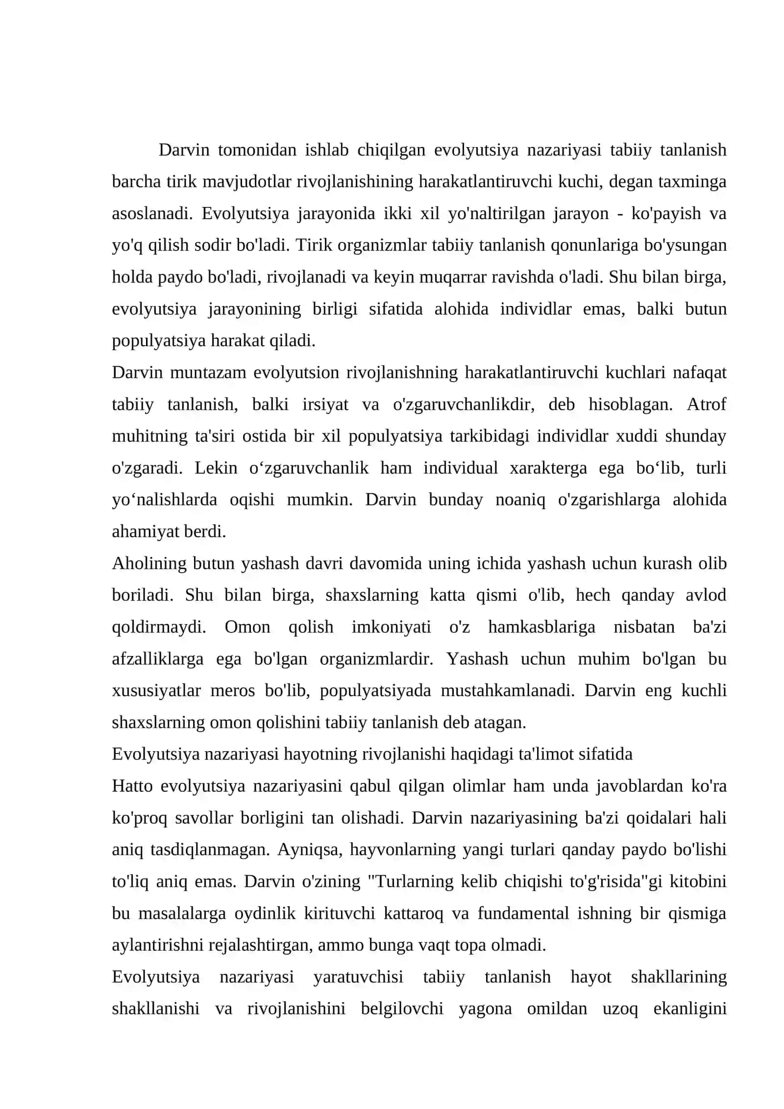 Charliz Darvin faolyati va evalyutsiyaga qo’shgan xissasi 3