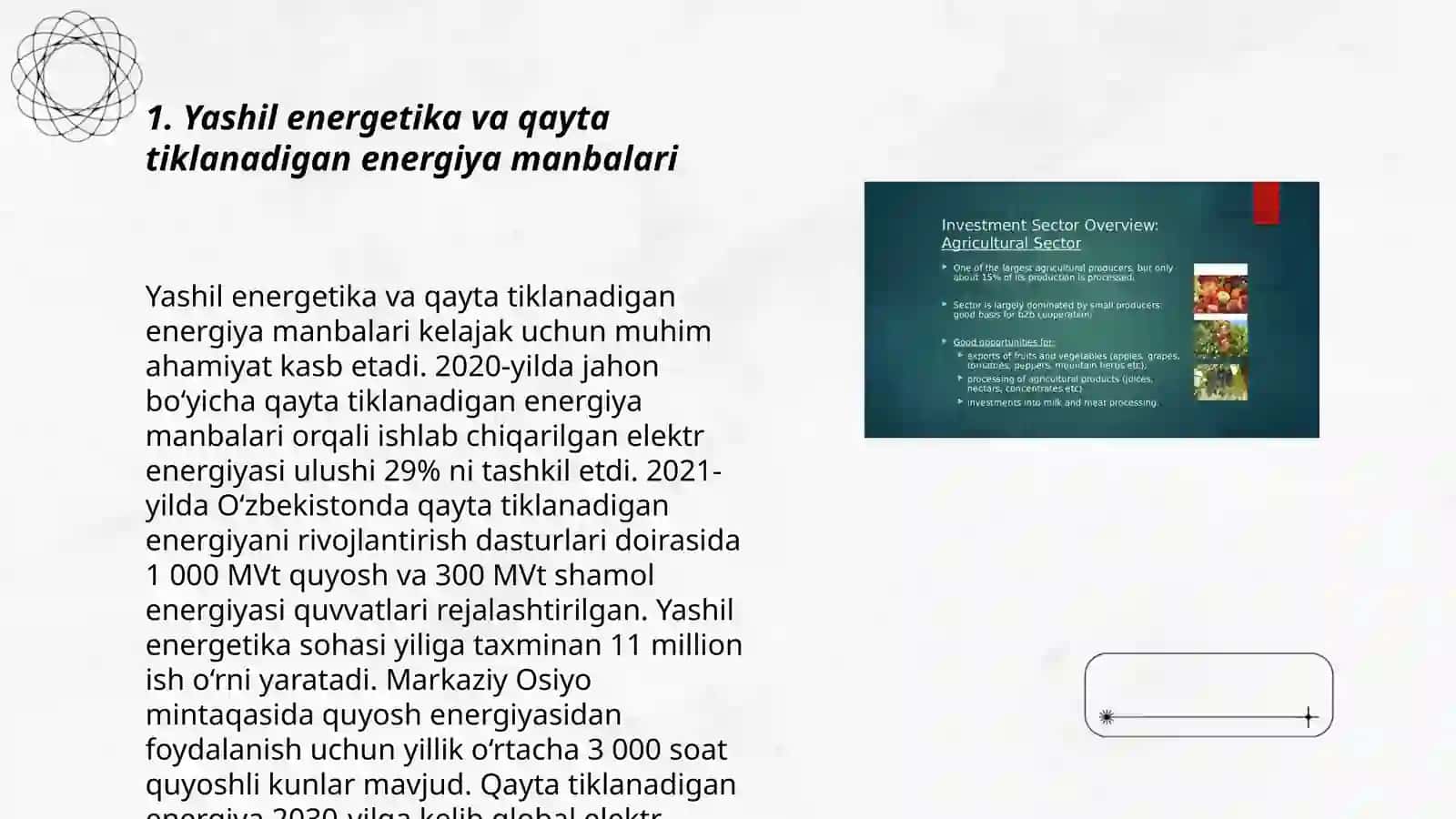 Yashil energetika va qayta tiklanadigan energiya manbalari 3