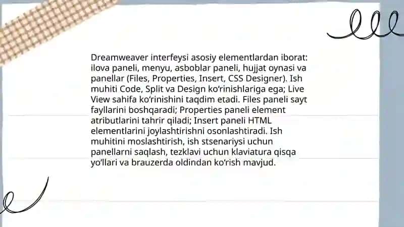 Dreamweaver dasturida elektron qoʻllanmalarni yaratish 3