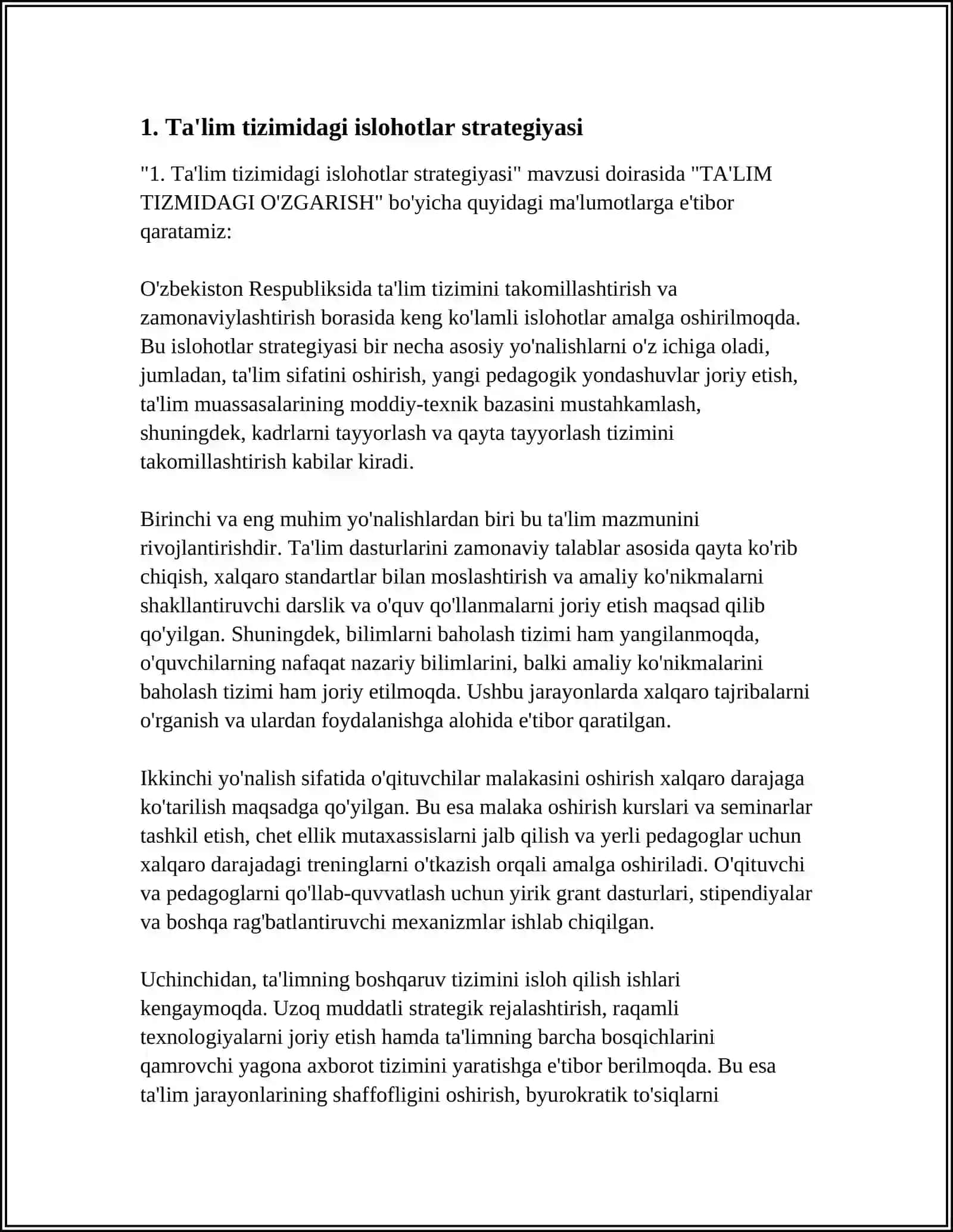 TA'LIM TIZMIDAGI O'ZGARISH 3