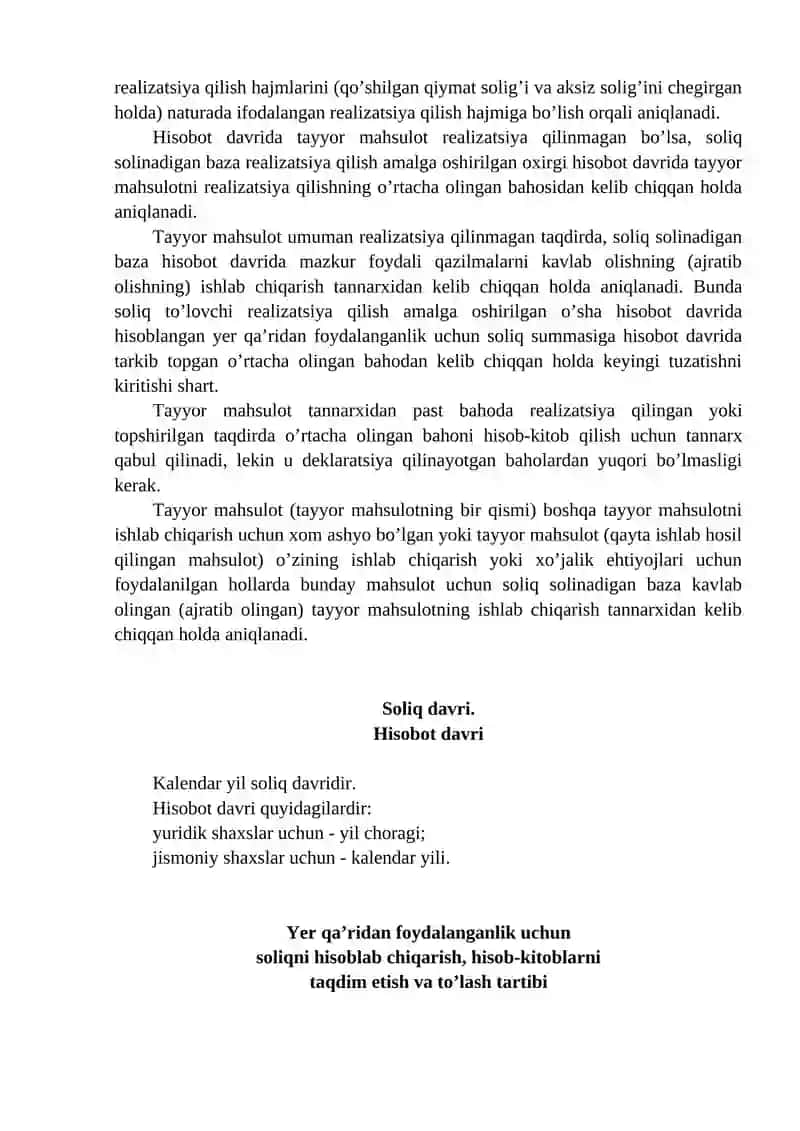 Yer qa’ridan foydalanuvchilar uchun soliqlar va maxsus to’lovlar 3