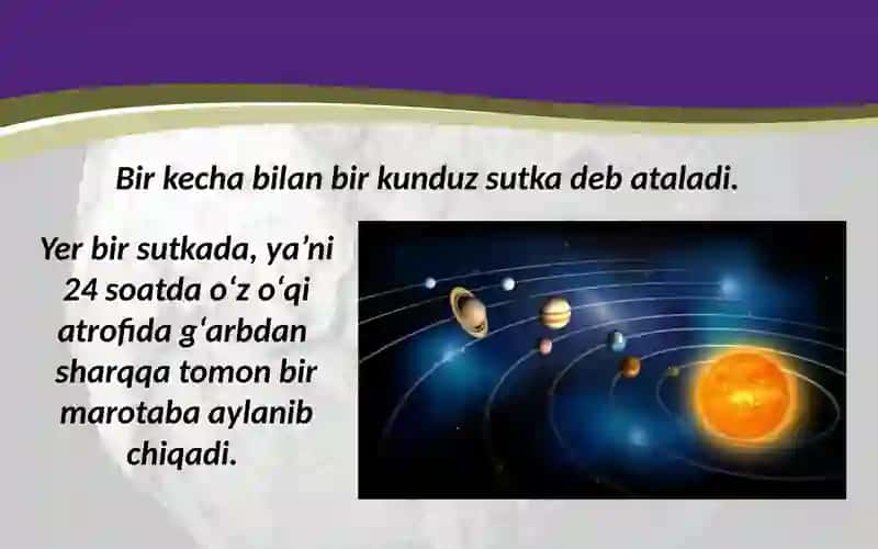 Yerning o’z o’qi atrofida aylanishi va kattaligi 3