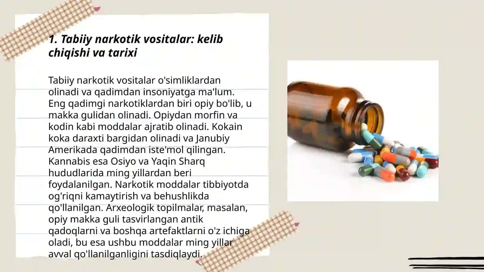 Tabiiy va sintetik narkotik vositalar. Foydasi va zarari 3