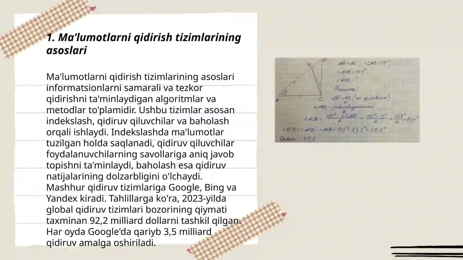 Ma'lumotlarni qidirish tizimi. Kompyuter lingvistikasi 3