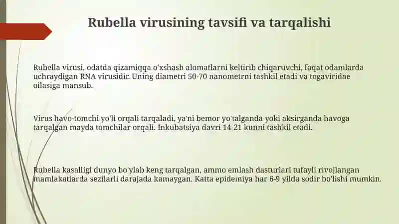 Qizilcha virusi: homiladorlikdagi xavfi va nazorat choralari 3