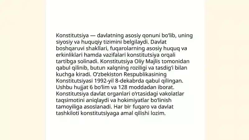 Konstitutsiya tushunchasi, Konstitutsiya tarixi. Konstitutsiyaning prinsiplari va funksiyalari 3