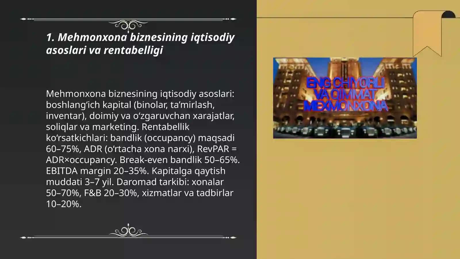 Mehmonxona biznesi taqdimoti 3