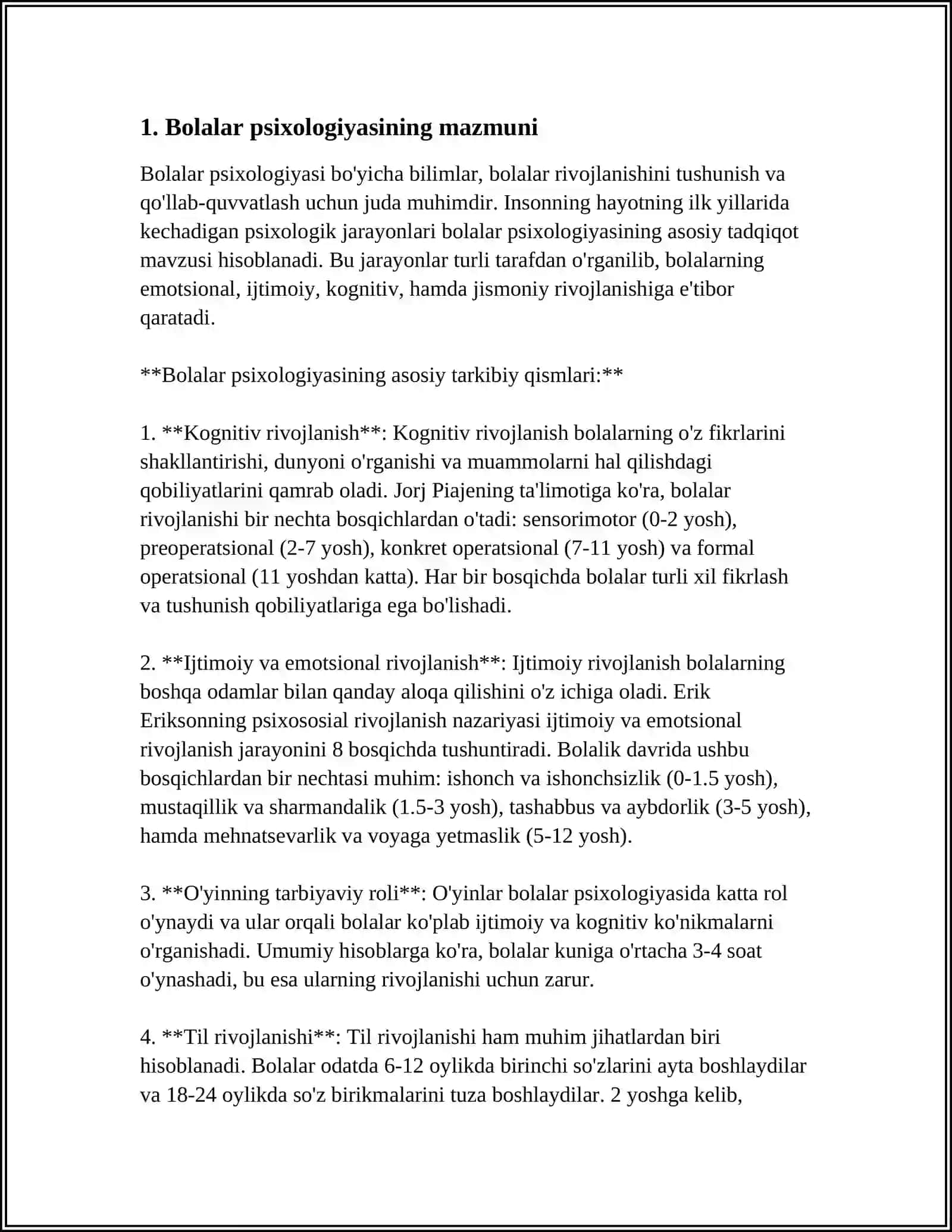 BOLALAR PSIXOLOGIYASINING PREDMETI VA VAZIFALARI 3