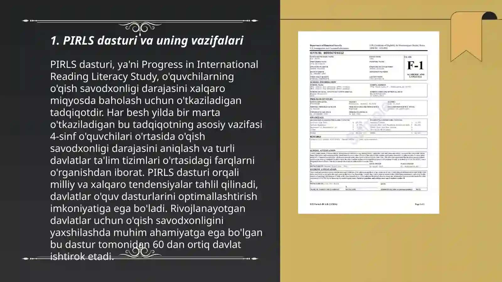Pirls Xalqaro dasturi doirasidaishlab chiqilgan qamrov doiralari tuzilishi tadqiqot òtkazish shakllari va ishtirokchi mamlakatlari sòrovnomalar natijalarini tahlil qilish 3