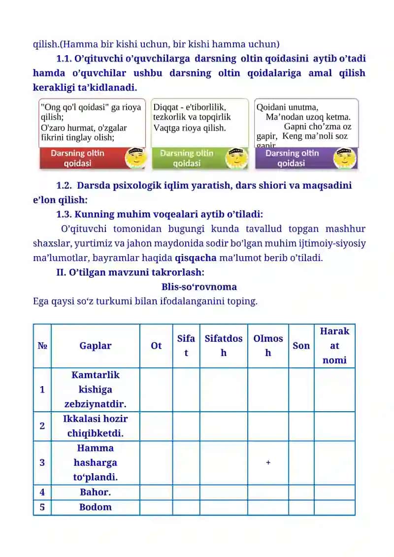9-sinf O‘zbek tili Ekologiya va biz. Kesmining ifodalanishi. Ot kesim. 3