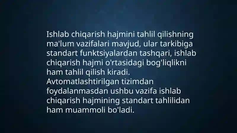 Mahsulot ishlab chiqarish hajmining tahlili 3