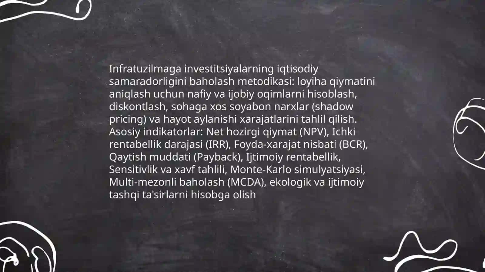 Infratuzilma soxasida infestitsiyalar va ularning iqtisodiy samaradorligi 3