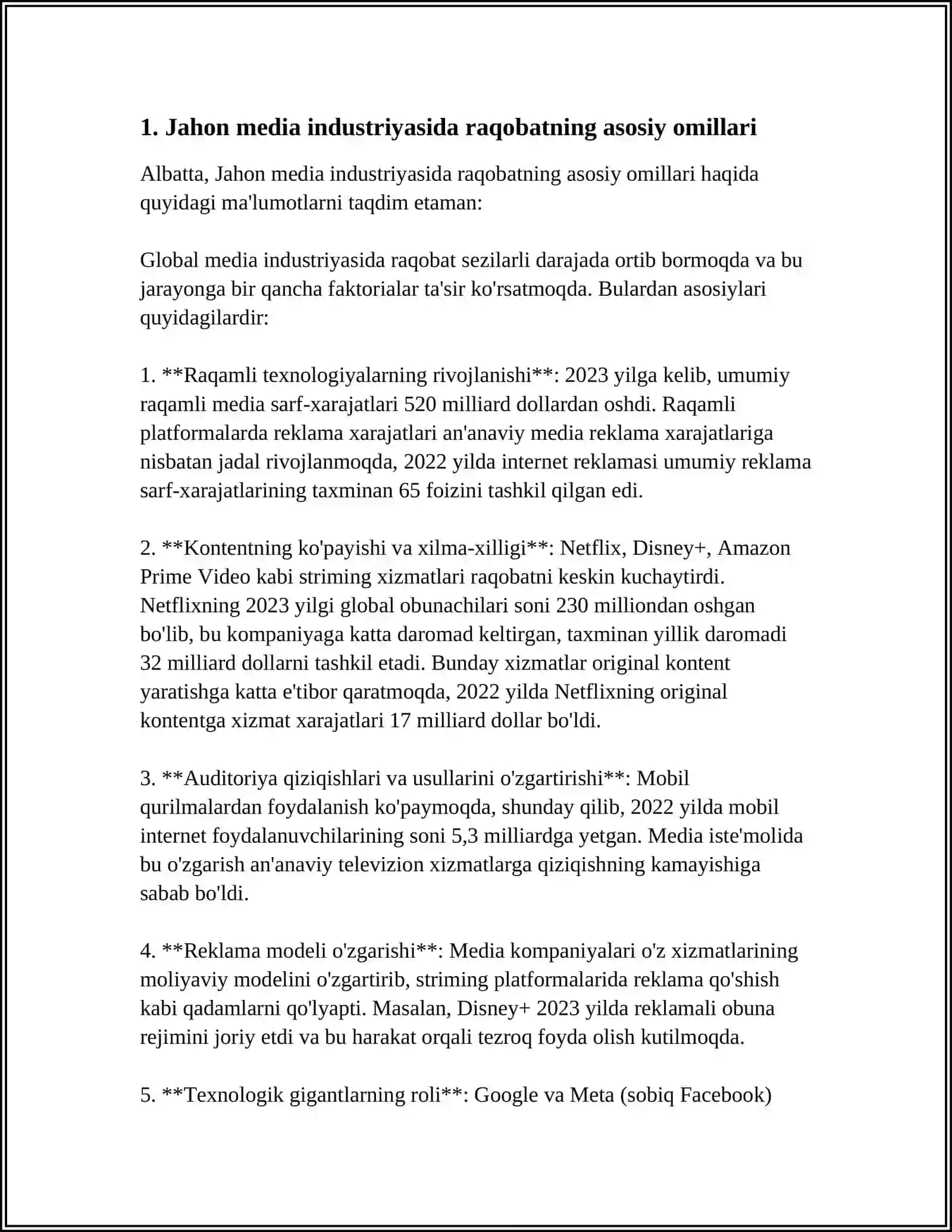 Jahon media va axborot makonida raqobat muhit 3